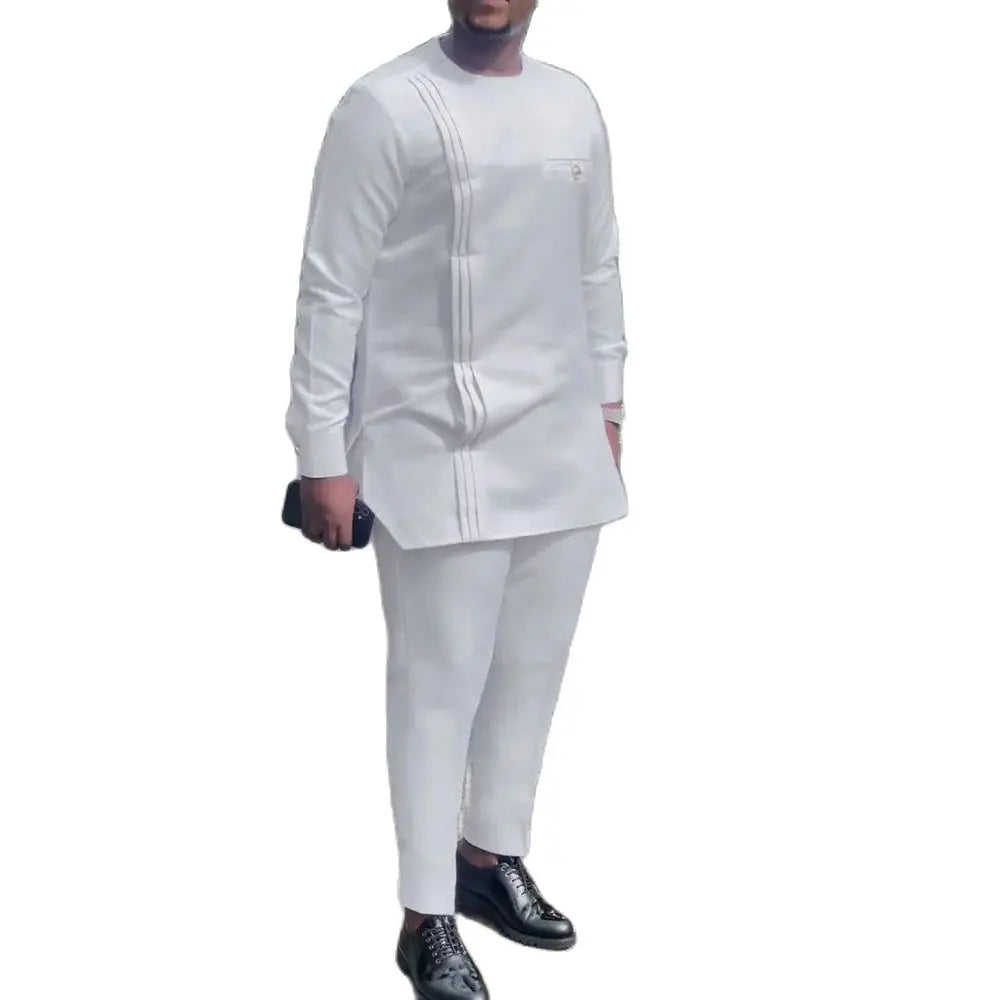 New In Summer 2pcs Kaftan African Men's Designer Clothing Elegant Suits For Male Pant Set Abaya Traditional Outfit Dashiki Style