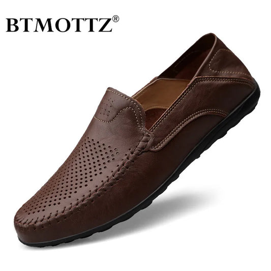 Genuine Leather Men Casual Shoes Luxury Brand 2020 Summer Men Loafers Moccasins Breathable Slip on Driving Shoes Plus Size 37-47