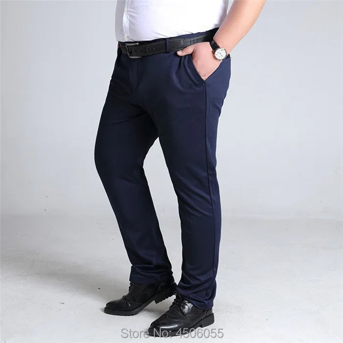 Plus Size Mens Trousers Work Pants Grey Black Dark Blue Elastic Straight Business Male Big 44 46 48 50 52 140KG Office Clothing