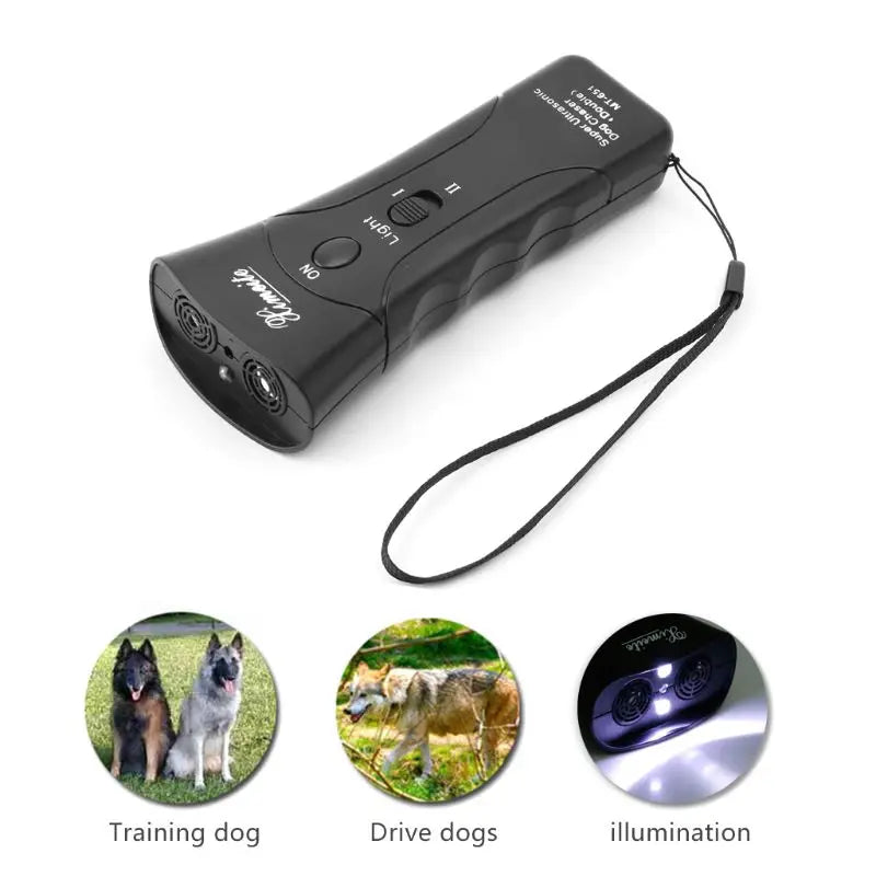 New Ultrasonic Dog Chaser Stop Aggressive Animal Attacks Repeller Flashlight