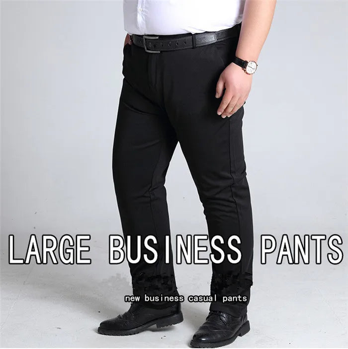 Plus Size Mens Trousers Work Pants Grey Black Dark Blue Elastic Straight Business Male Big 44 46 48 50 52 140KG Office Clothing