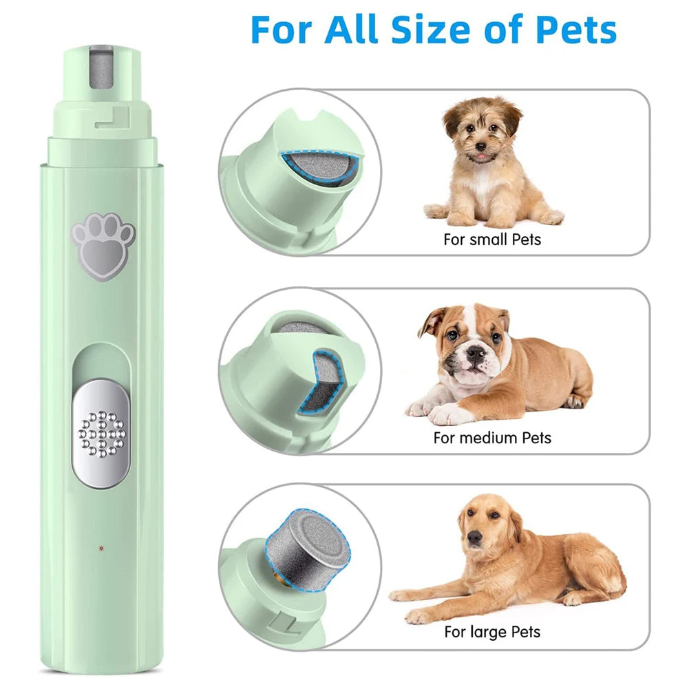 Electric Dog Nail Grinder with Polisher Wheel LED Light Pet Nail Clipper 500 MAh 2-Speed Pet Nail Trimmers for Pet Paws Grooming