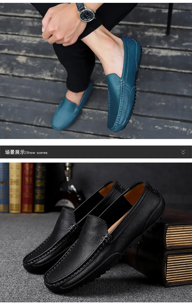 Casual Slip on Formal Loafers Men Moccasins Italian Black Male Driving Shoes Sneakers Plus Size Shoes Leather Men Luxury Trendy