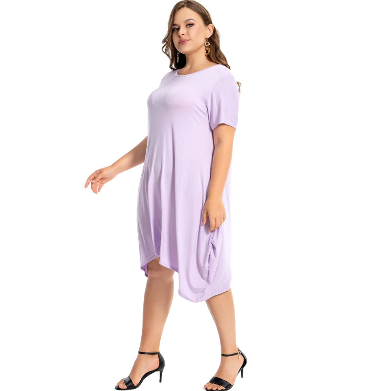 Modal Cotton Nightgowns For Women Plus Size Short Sleeve O Neck Lounge PJS Pajama Dress 7XL 6XL 5XL Black White Red Sleepwear