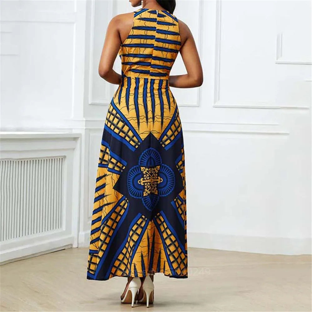 Haiti Flag Print Luxury Designer Women Summer Spring Maxi Dress Ladies Sexy Sundress Casual Sleeveless Long Woman Dresses Mujer