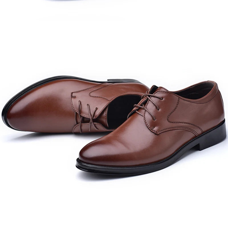 Plus Size Man Shoes Formal PU Leather Shoes for Men Lace Up Oxfords for Male Wedding Party Office Business Casual Shoe Men