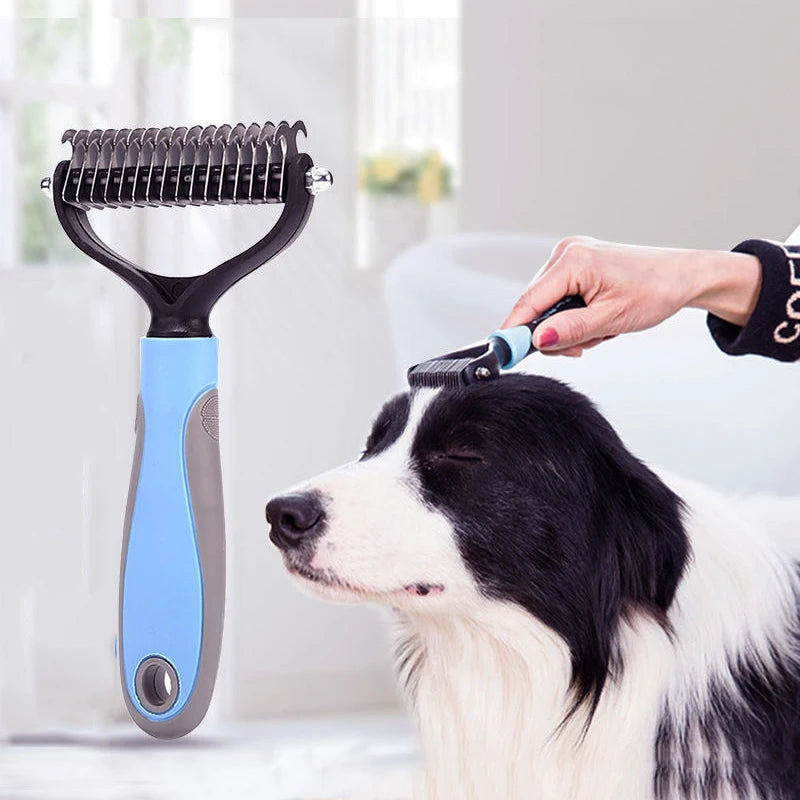 Pet Grooming Dog Brush Hair Remove 2 Sided Undercoat Rake for Cats Dogs Safe Dematting Comb for Tangles Removing Hair Tools Comb