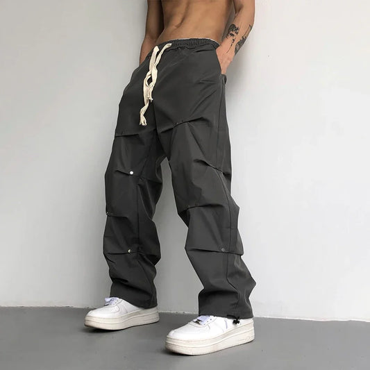 Mens Pleated Casual Workwear Pants Fashion Streetwear Versatile Personality Straight Pants Men's Clothing 2024 Spring Autumn New