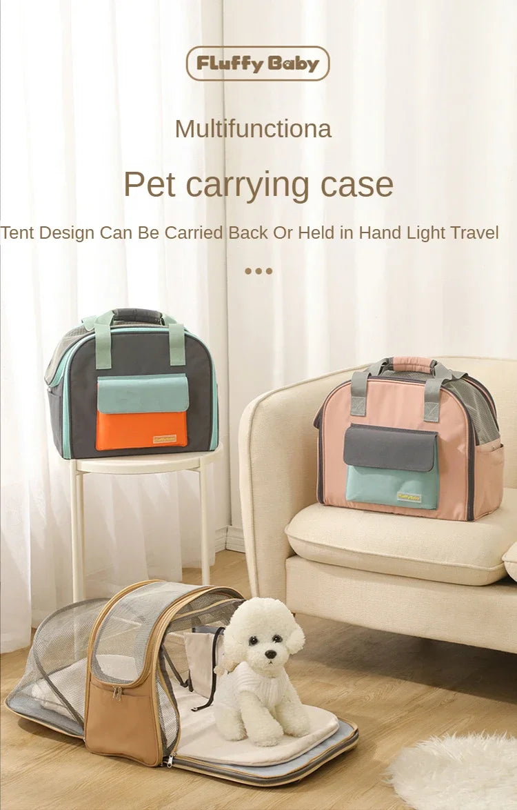 Pet Carrier Bag for Cats Travel Backpack and Transport for Dogs  - Expandable Tunnel and Multiple Shoulder Strap Options