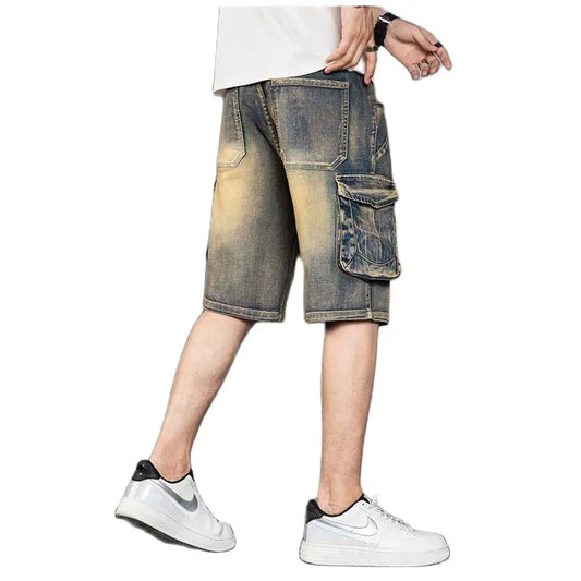 Classic Version Retro Pocket Jeans Shorts Men Casual Loose Baggy Cargo Shorts Streetwear Plus Size Harem Clothing