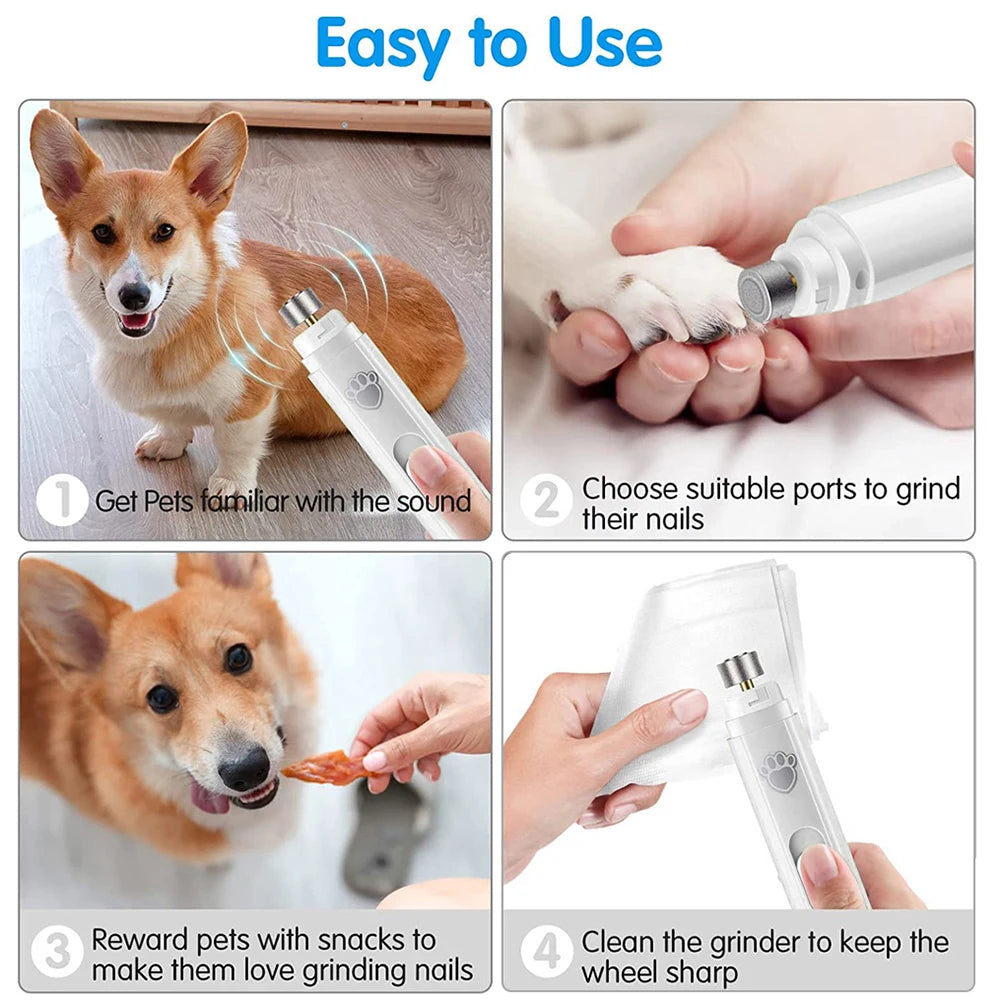 Electric Dog Nail Grinder with Polisher Wheel LED Light Pet Nail Clipper 500 MAh 2-Speed Pet Nail Trimmers for Pet Paws Grooming