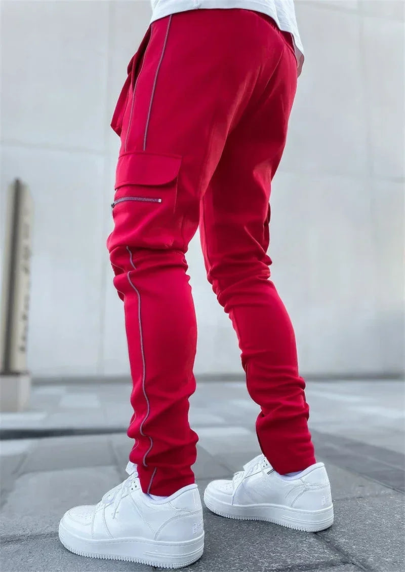 Male Trousers Multi Pocket Multipockets Men's Cargo Pants Slim Stretch Joggers Slacks Baggy Spandex High Quality Clothing New In