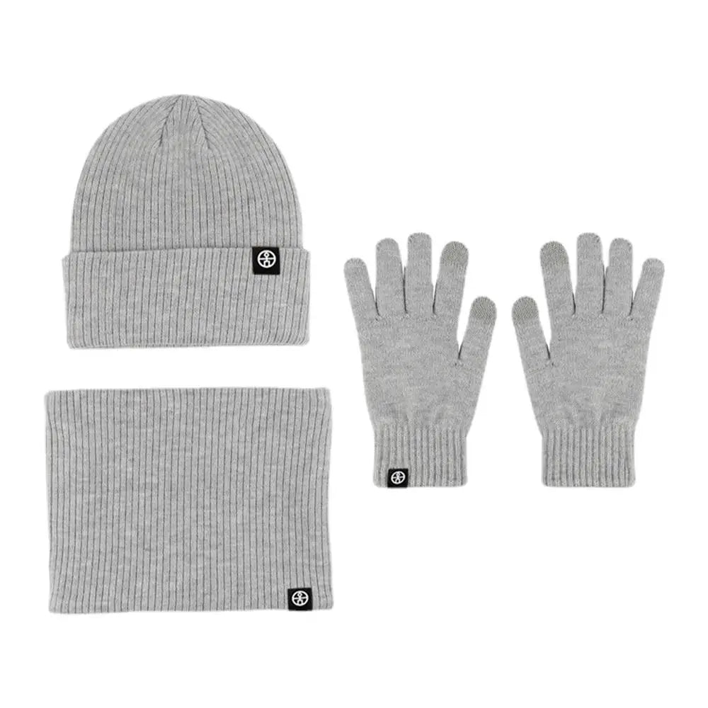 Winter Hat Scarf Glove Set Knit Fleece Neck Warmer Mittens For Women Men Hat Gloves Scarf Set