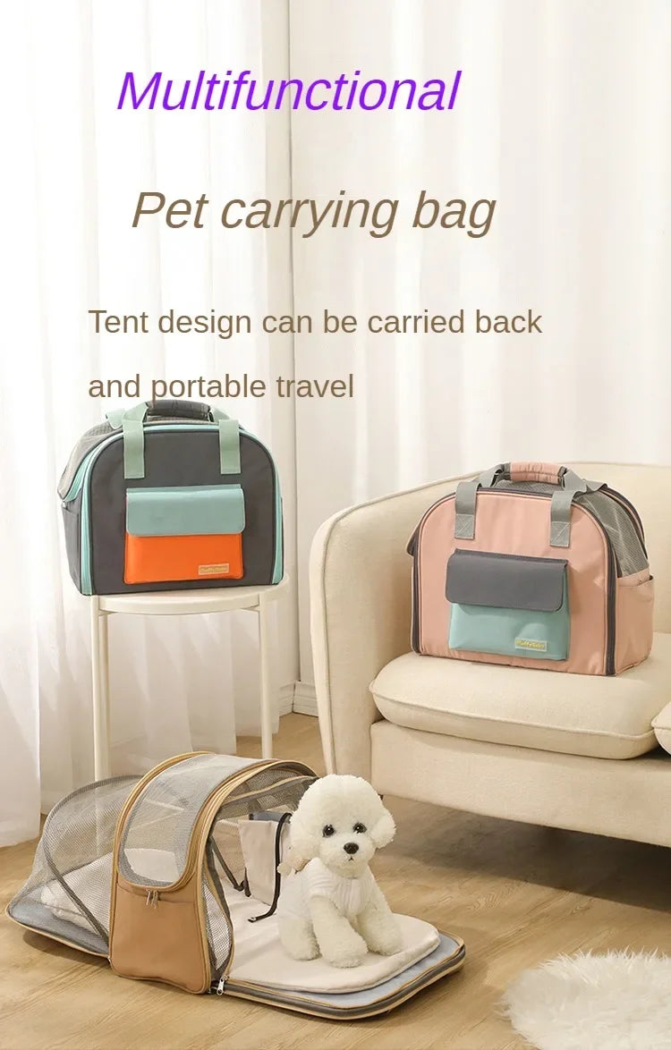 Pet Carrier Bag for Cats Travel Backpack and Transport for Dogs  - Expandable Tunnel and Multiple Shoulder Strap Options