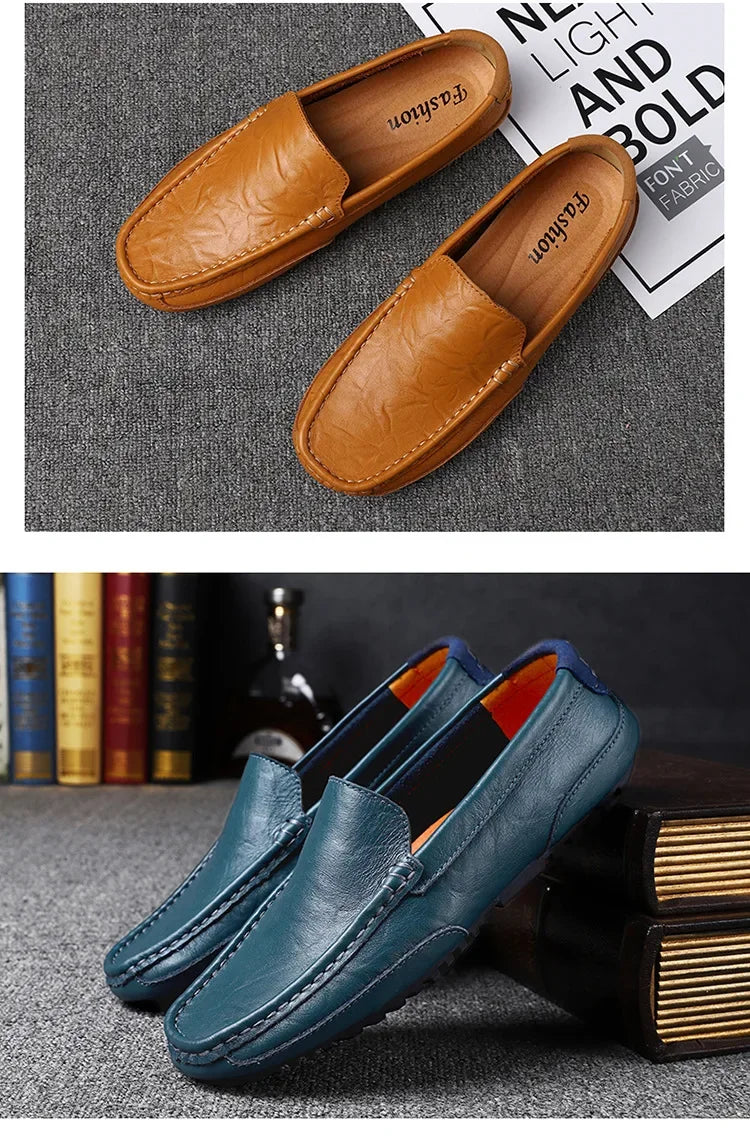 Casual Slip on Formal Loafers Men Moccasins Italian Black Male Driving Shoes Sneakers Plus Size Shoes Leather Men Luxury Trendy