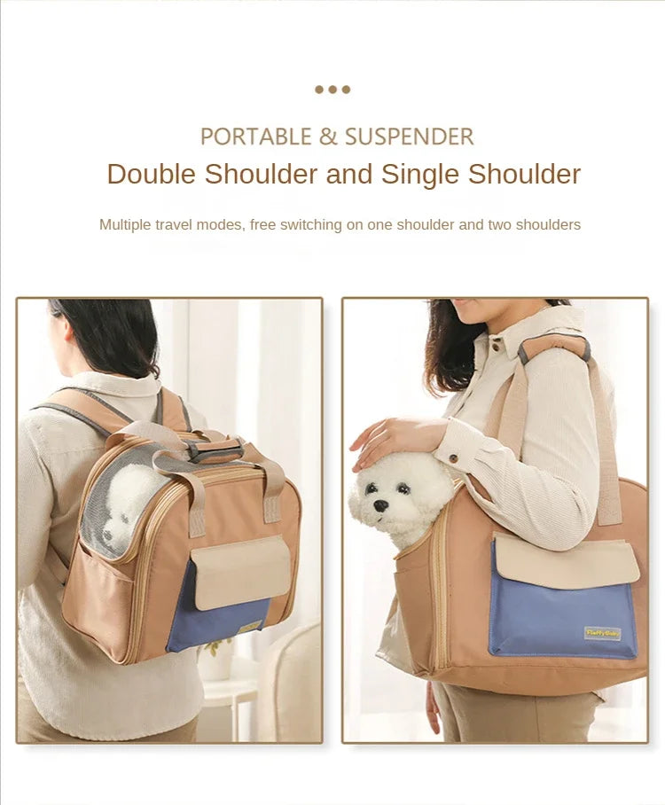 Pet Carrier Bag for Cats Travel Backpack and Transport for Dogs  - Expandable Tunnel and Multiple Shoulder Strap Options