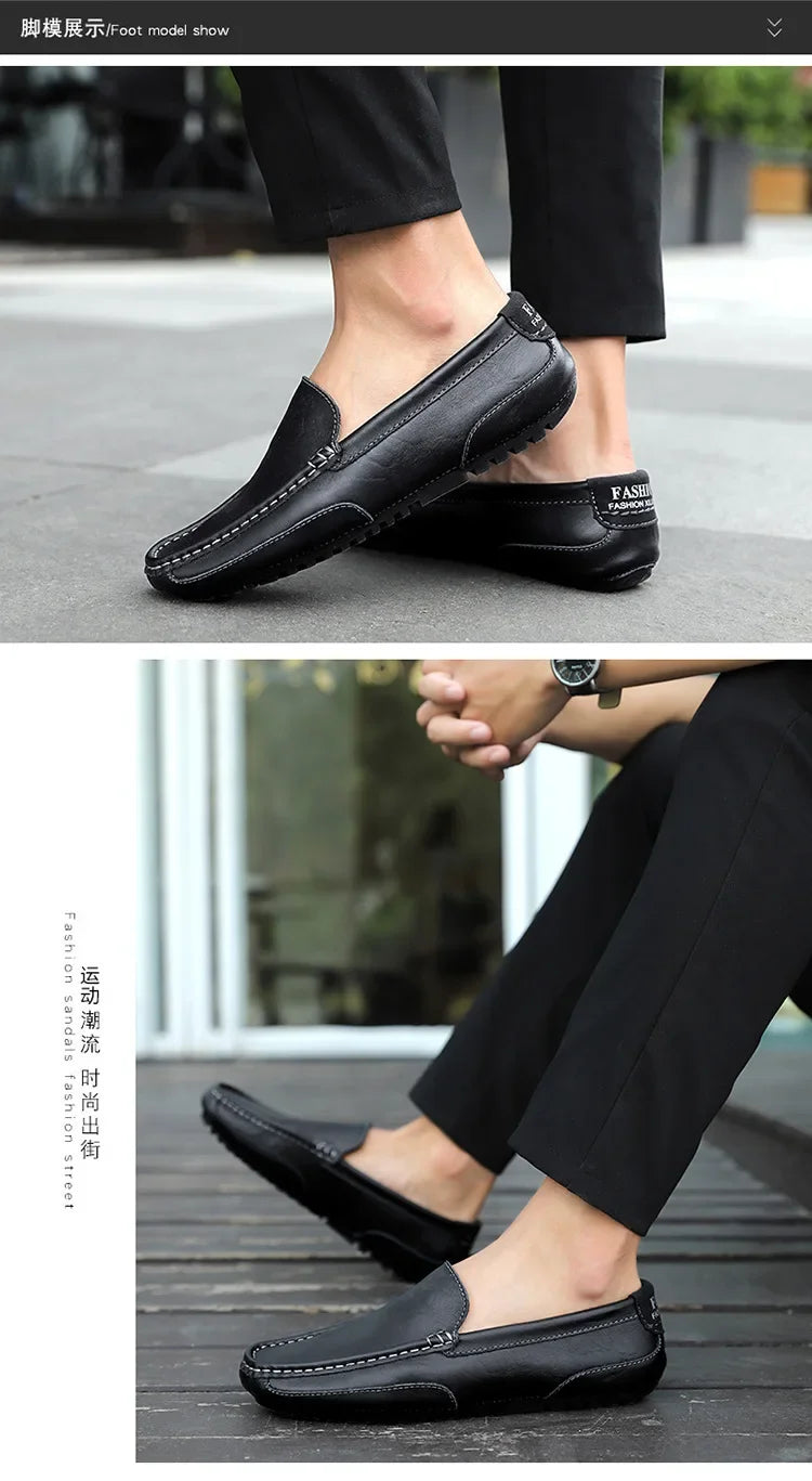 Casual Slip on Formal Loafers Men Moccasins Italian Black Male Driving Shoes Sneakers Plus Size Shoes Leather Men Luxury Trendy