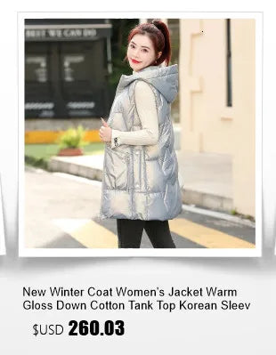 2023 Women's  Autumn Winter Vest Long Parkas Tank Top Warm Hooded Down Coat Parka Sleeveless Female Tank Top Jacket Outerwear