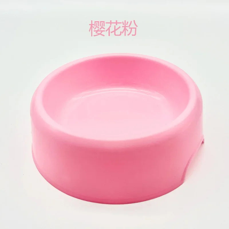 Solid Color Pet Bowl Plastic Dog Bowl Cat Bowl Round Singlebowl Thickened Eco-Friendly Dogbowl Pet Supplies Dog Accessories