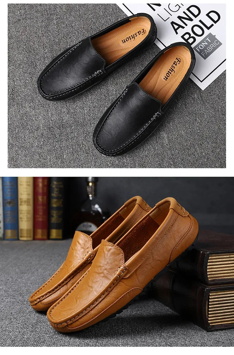 Casual Slip on Formal Loafers Men Moccasins Italian Black Male Driving Shoes Sneakers Plus Size Shoes Leather Men Luxury Trendy