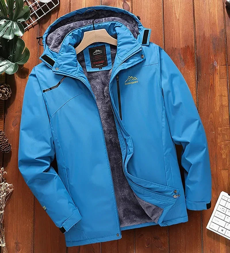 2024 Men's Winter Jacket Fleece Thick Warm Hooded Parka Male Waterproof padded Coat Snow Camping Outerwear Plus Size 7XL 8XL