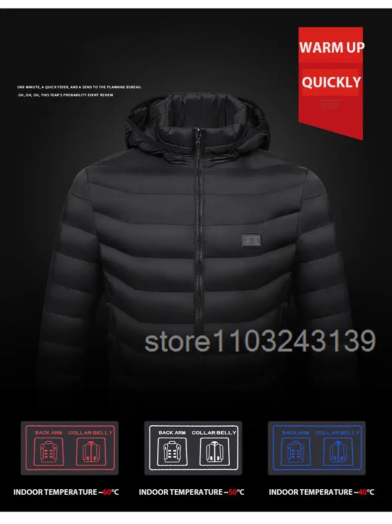 21 Areas Heated Jacket Mens Jacket Waterproof Heating Jacket Men Warm Winter Jackets Parkas Coat Heated Vest Tactical