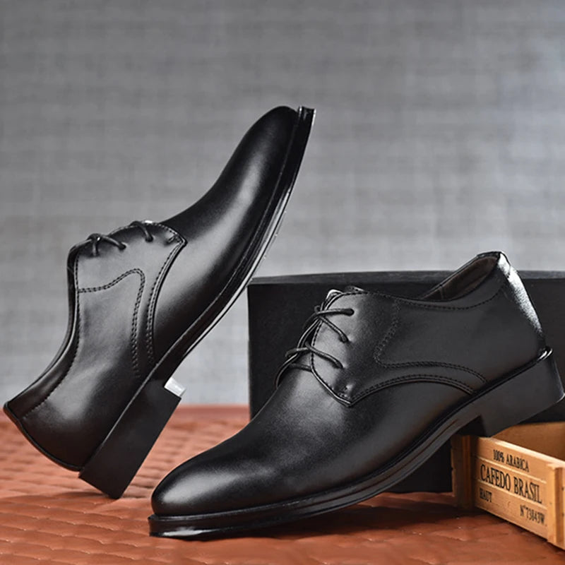 Plus Size Man Shoes Formal PU Leather Shoes for Men Lace Up Oxfords for Male Wedding Party Office Business Casual Shoe Men