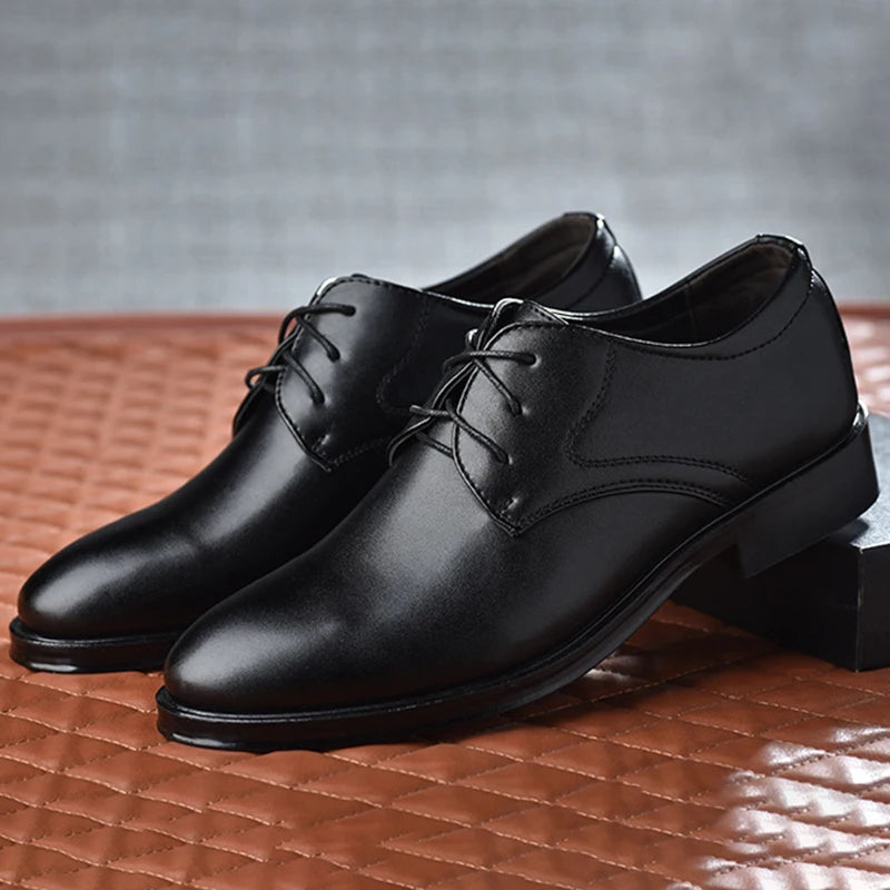 Plus Size Man Shoes Formal PU Leather Shoes for Men Lace Up Oxfords for Male Wedding Party Office Business Casual Shoe Men