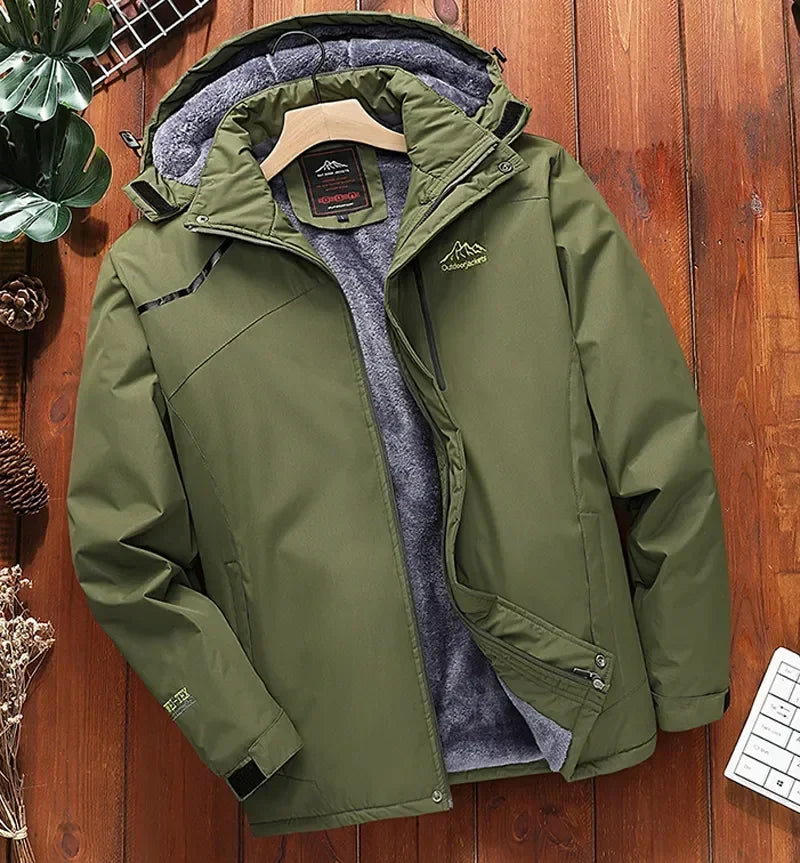 2024 Men's Winter Jacket Fleece Thick Warm Hooded Parka Male Waterproof padded Coat Snow Camping Outerwear Plus Size 7XL 8XL