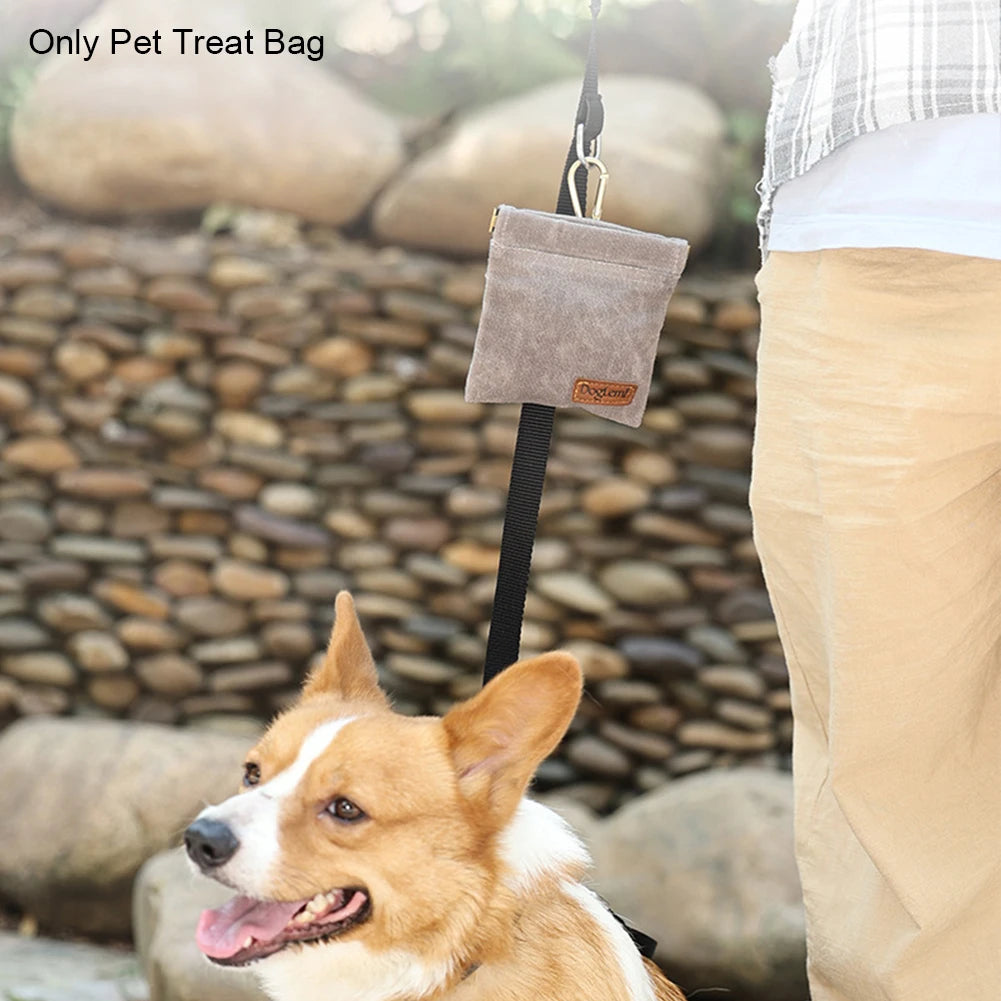 Walking Dog Snack Pocket with Carabiner Hands Free Pet Treat Bag Waist Pack Storage Pouch Dog Puppy Training Bag Food Reward