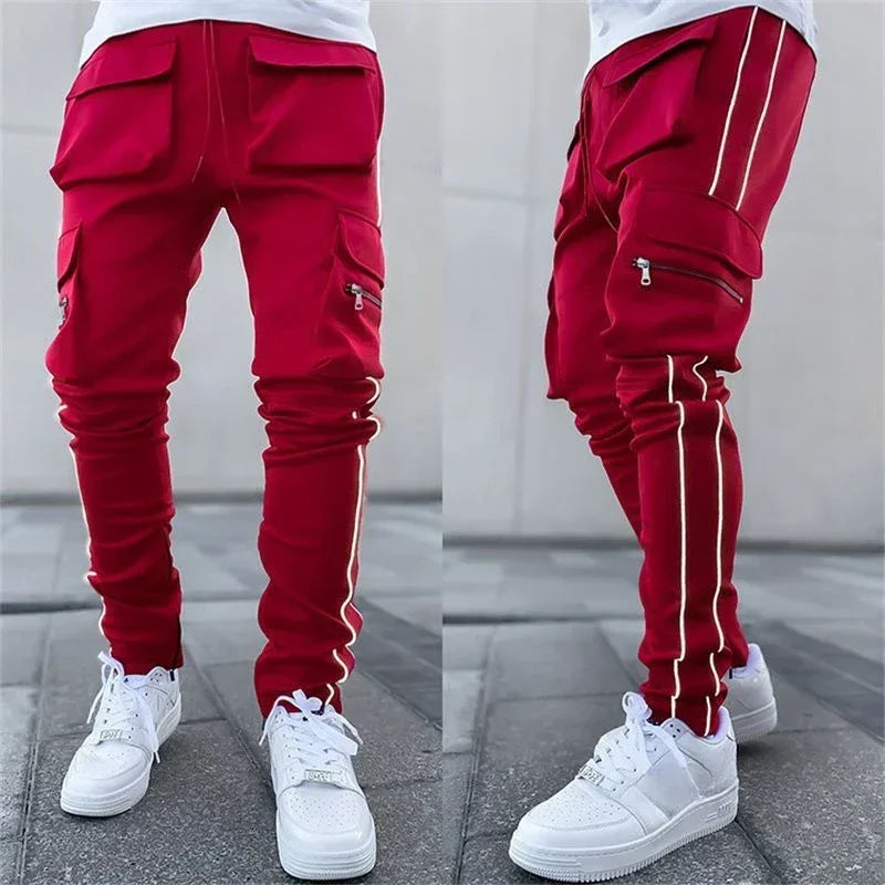 Male Trousers Multi Pocket Multipockets Men's Cargo Pants Slim Stretch Joggers Slacks Baggy Spandex High Quality Clothing New In