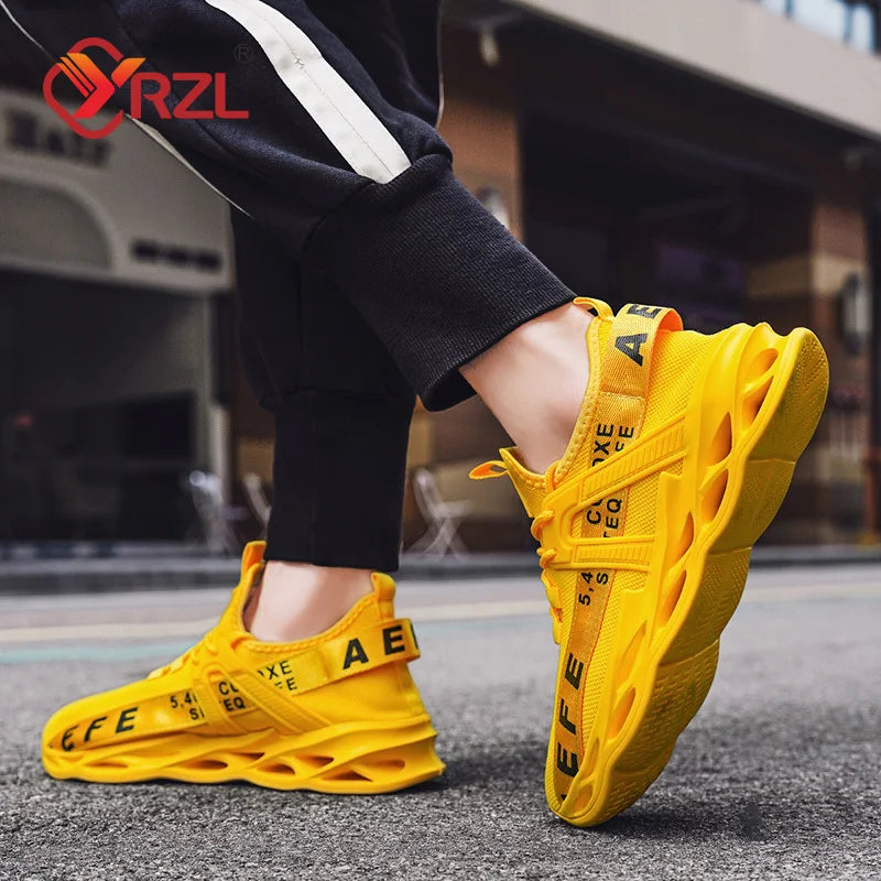 YRZL Mens Sneakers Lightweight Comfortable Mesh Breathable Sneakers Men Green Casual Shoes Thick Sole Running Shoes for Men