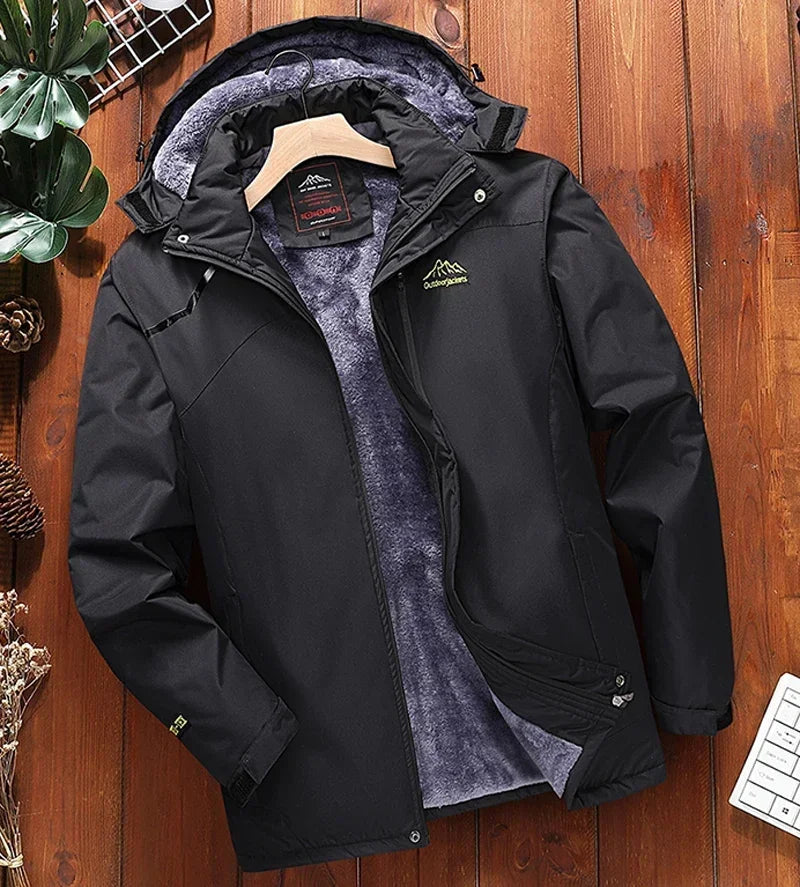 2024 Men's Winter Jacket Fleece Thick Warm Hooded Parka Male Waterproof padded Coat Snow Camping Outerwear Plus Size 7XL 8XL