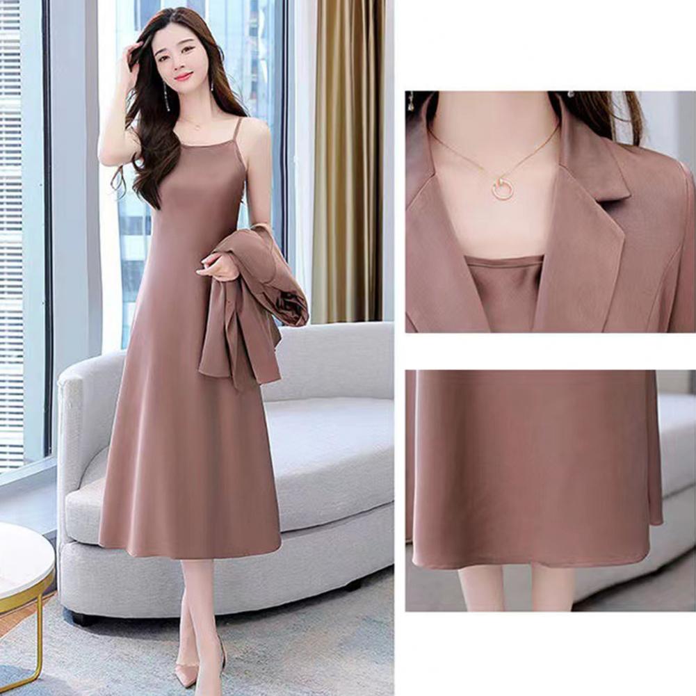 Women's Office Suit Fashion Blazer suit Simple Solid Color 2022 Spring Summer Half Sleeve Top + Dress 2 Piece Set Blazer