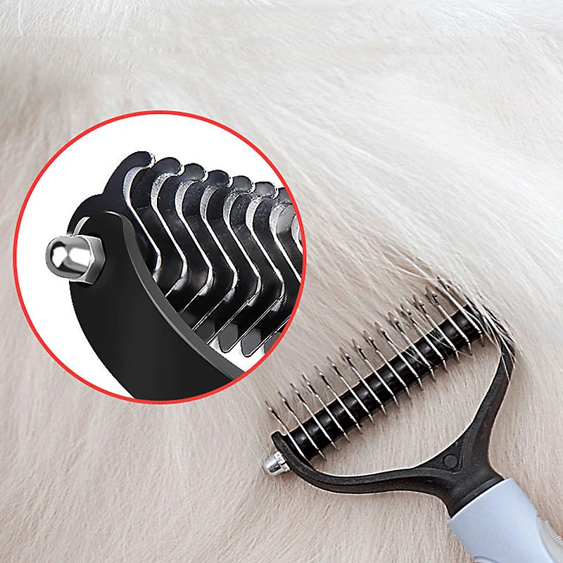 Pet Grooming Dog Brush Hair Remove 2 Sided Undercoat Rake for Cats Dogs Safe Dematting Comb for Tangles Removing Hair Tools Comb