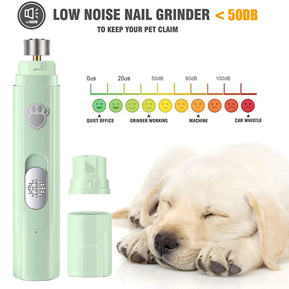 Electric Dog Nail Grinder with Polisher Wheel LED Light Pet Nail Clipper 500 MAh 2-Speed Pet Nail Trimmers for Pet Paws Grooming