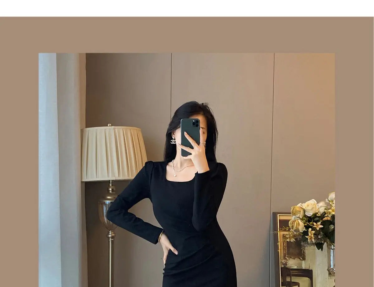 2024 Autumn New Women's Clothing Matching Sets French Graceful Slim Coat Black Mermaid Dress Suit Lady Jacket Dresses Outfits