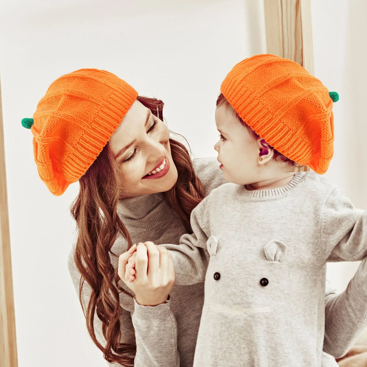 Halloween decoration pumpkin knitted hat cute adult children soft beret beanie hat Halloween party dress up parent-child hat