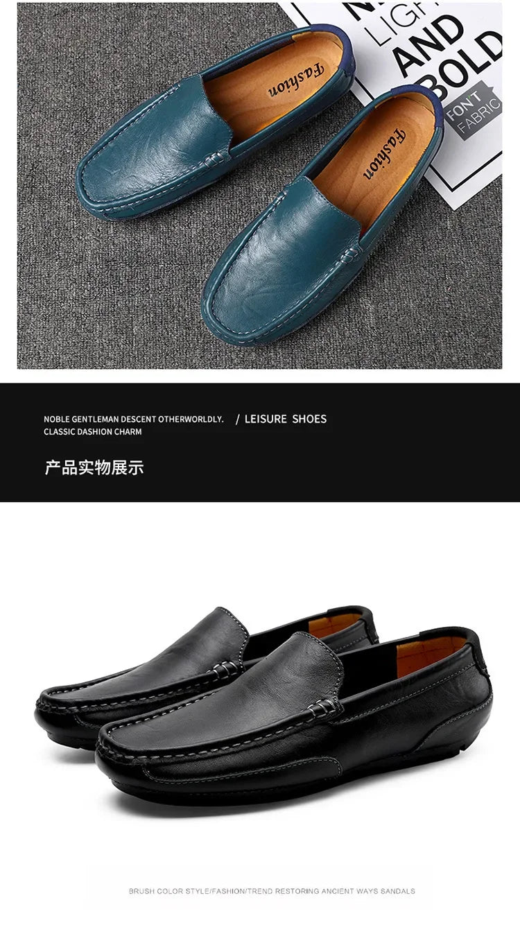 Casual Slip on Formal Loafers Men Moccasins Italian Black Male Driving Shoes Sneakers Plus Size Shoes Leather Men Luxury Trendy