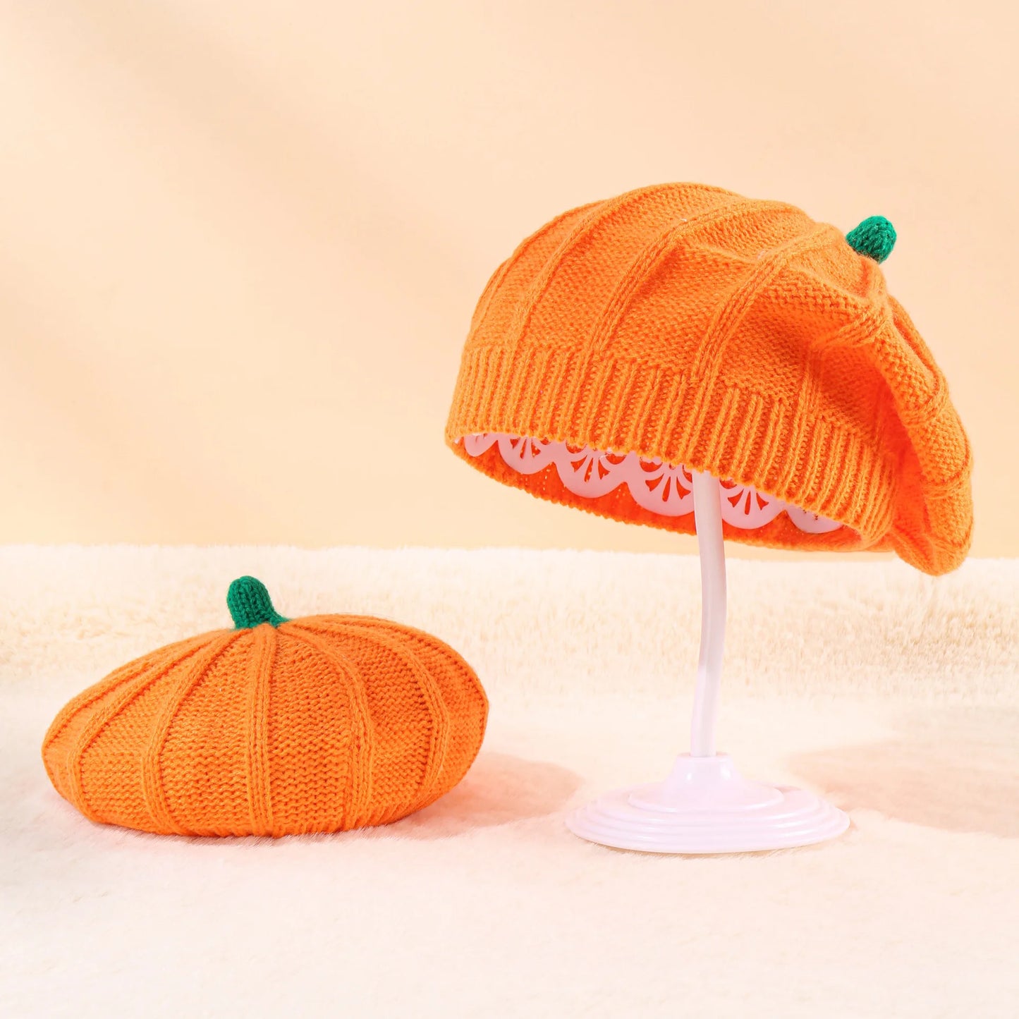 Halloween decoration pumpkin knitted hat cute adult children soft beret beanie hat Halloween party dress up parent-child hat