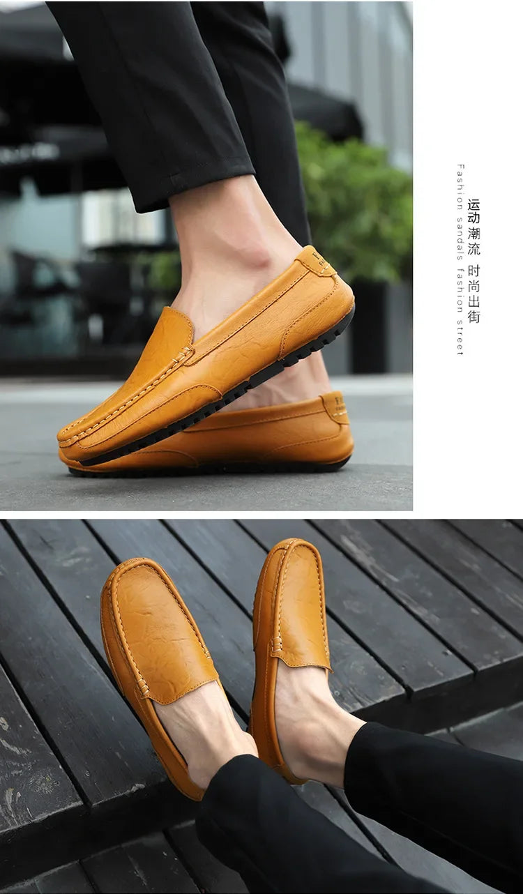 Casual Slip on Formal Loafers Men Moccasins Italian Black Male Driving Shoes Sneakers Plus Size Shoes Leather Men Luxury Trendy