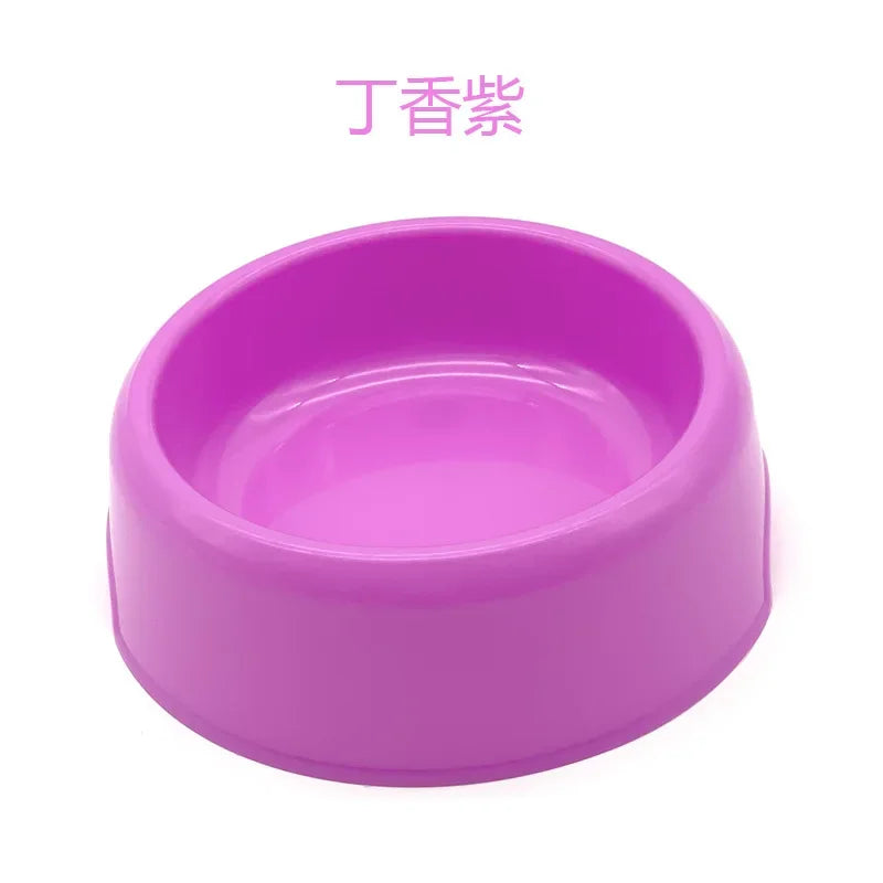 Solid Color Pet Bowl Plastic Dog Bowl Cat Bowl Round Singlebowl Thickened Eco-Friendly Dogbowl Pet Supplies Dog Accessories