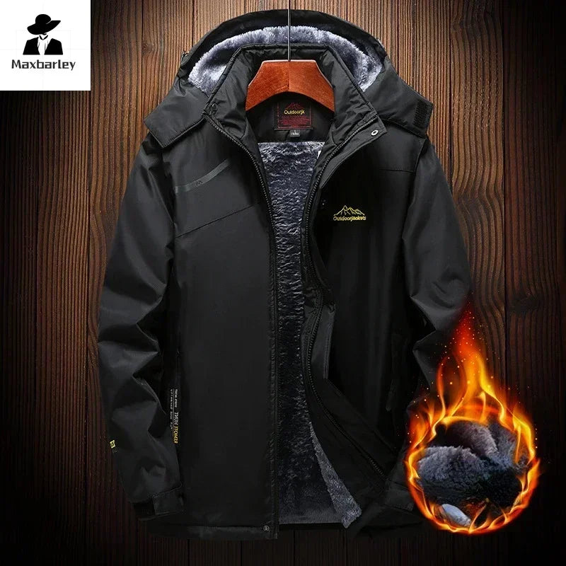 2024 Men's Winter Jacket Fleece Thick Warm Hooded Parka Male Waterproof padded Coat Snow Camping Outerwear Plus Size 7XL 8XL