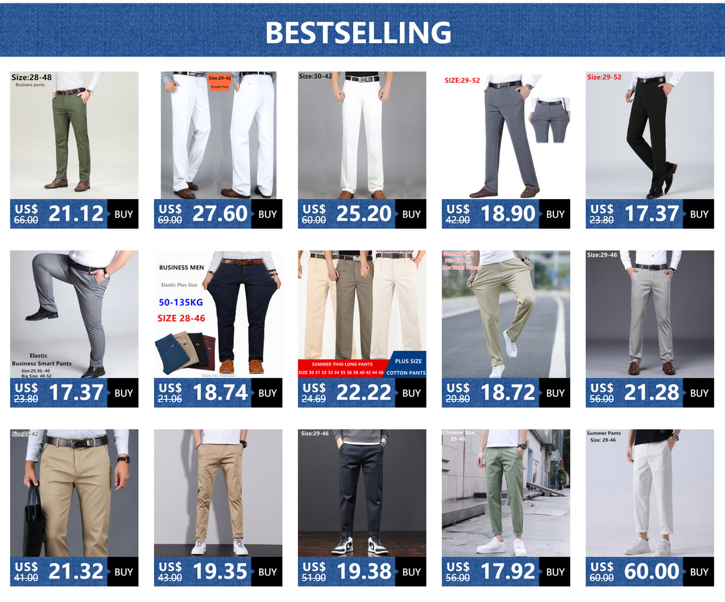 Plus Size Mens Trousers Work Pants Grey Black Dark Blue Elastic Straight Business Male Big 44 46 48 50 52 140KG Office Clothing