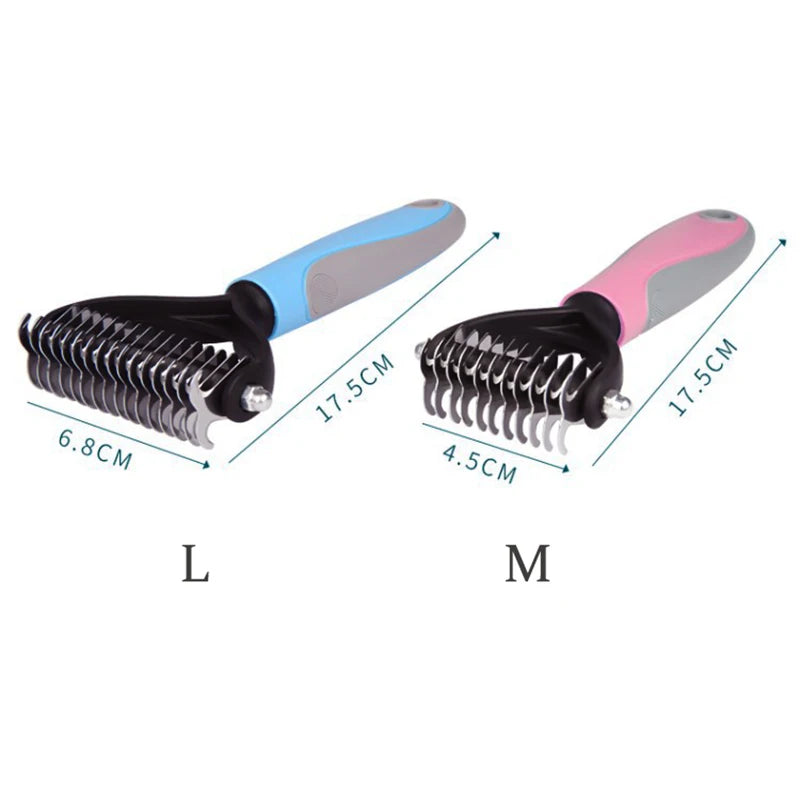 Pet Grooming Dog Brush Hair Remove 2 Sided Undercoat Rake for Cats Dogs Safe Dematting Comb for Tangles Removing Hair Tools Comb