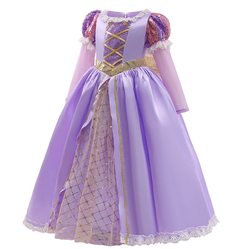 Rapunzel Dress Princess Costume Sets Children Birthday Carnival Halloween Party Fancy Girls Tangled Cosplay Clothes 2-10 Years