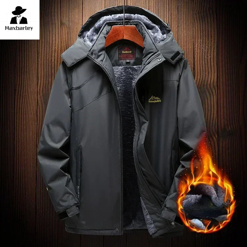 2024 Men's Winter Jacket Fleece Thick Warm Hooded Parka Male Waterproof padded Coat Snow Camping Outerwear Plus Size 7XL 8XL