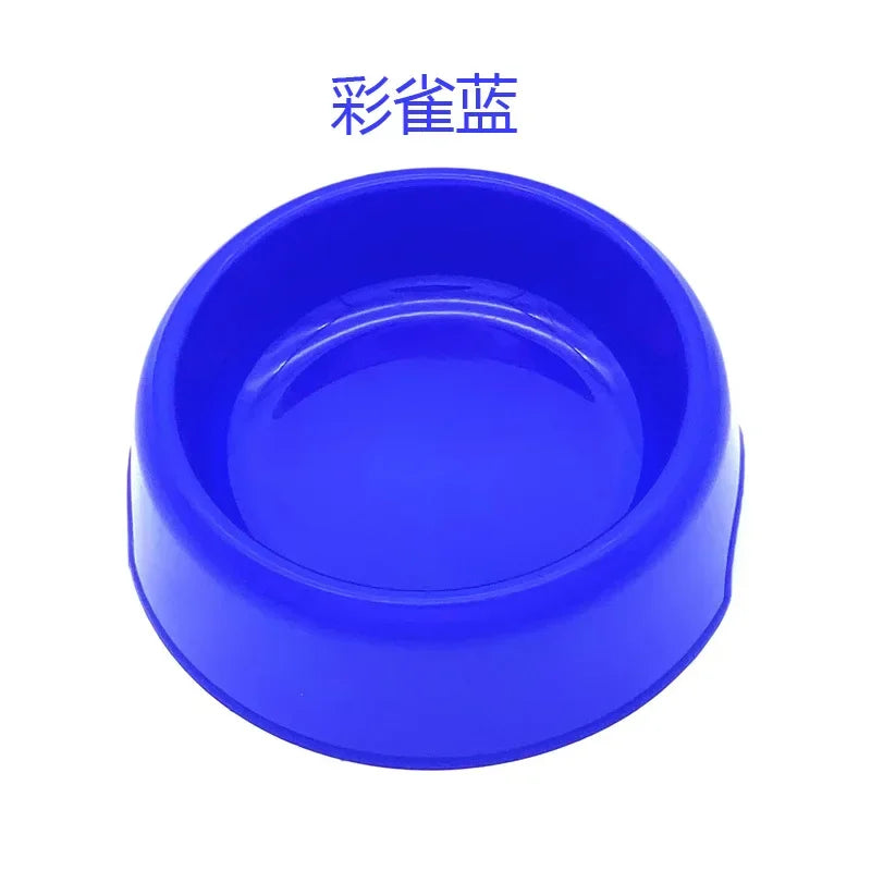 Solid Color Pet Bowl Plastic Dog Bowl Cat Bowl Round Singlebowl Thickened Eco-Friendly Dogbowl Pet Supplies Dog Accessories