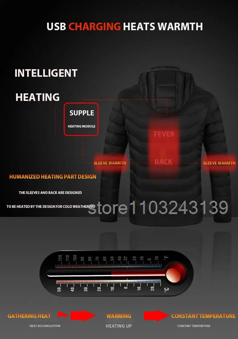 21 Areas Heated Jacket Mens Jacket Waterproof Heating Jacket Men Warm Winter Jackets Parkas Coat Heated Vest Tactical