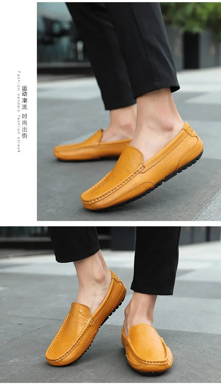 Casual Slip on Formal Loafers Men Moccasins Italian Black Male Driving Shoes Sneakers Plus Size Shoes Leather Men Luxury Trendy